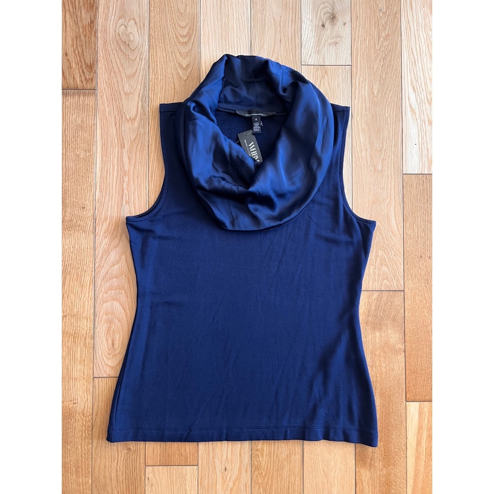 NEW White House Black Market Passporter Cowl Neck Sleeveless Top Navy Blue Small